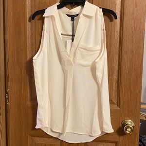 NWT Glory Mesh Detail Pocket Blouse- Ivory